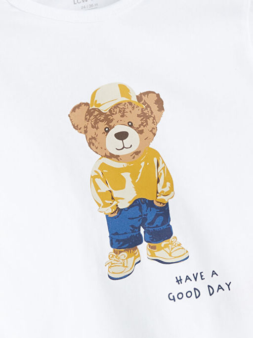 Ay? Teddy Bask?l? Erkek Bebek Ti??rt ve Tayt 2li