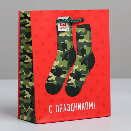 Цена за 3 шт. Пакет подарочный ламинированный, упаковка, «С 23 февраля», S 12×15×5.5 см