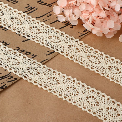 Кружево вязаное, 25 мм, 15±1 м, бежевое