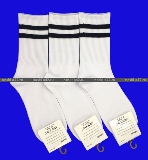 Цена за 10 пар. AMIGOBS высокие носки белые арт. 1345 36-41 (фактически 36-41)  фото 2