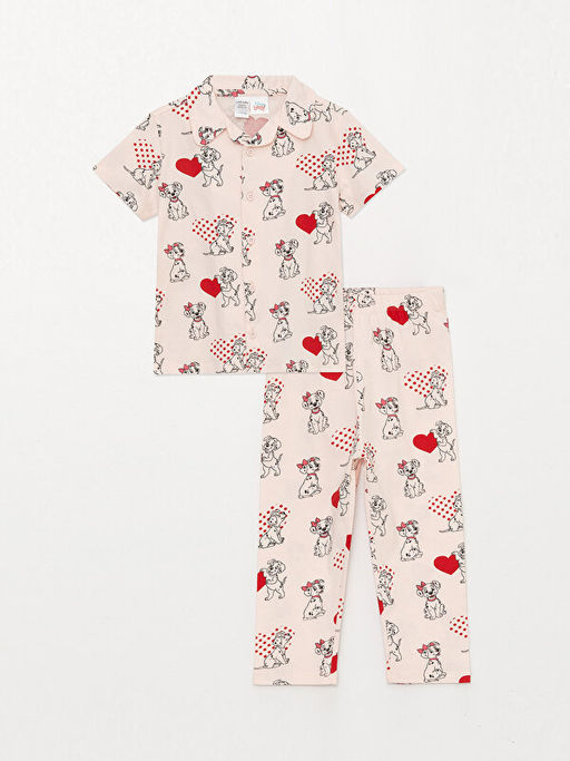 Polo Yaka K?sa Kollu 101 Dalma?yal? Bask?l? K?z Bebek Pijama Tak?m