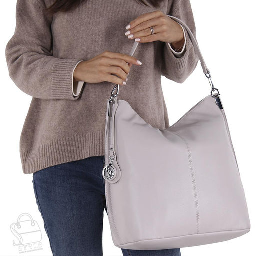 Сумка женская кожаная 18307 gray white Polina&Eiterou  в Новосибирске