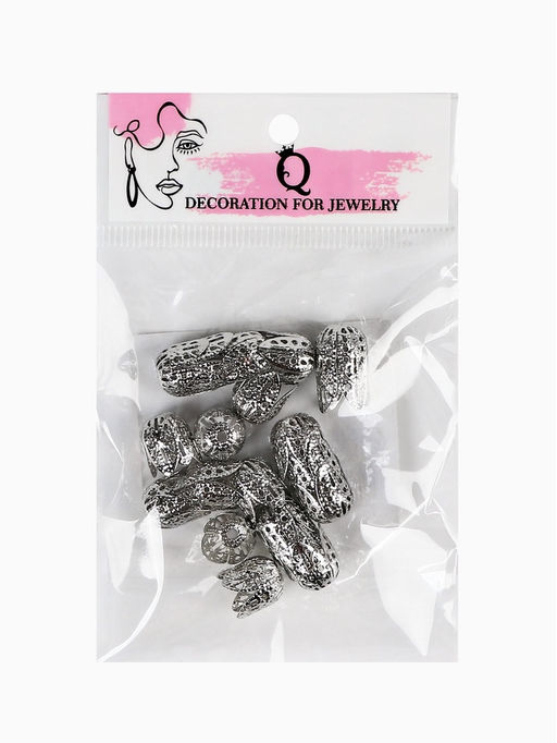 Цена за 2 шт. Шапочки для бусин (набор 20 шт.), СМ-051, 11?12 мм, цвет серебро