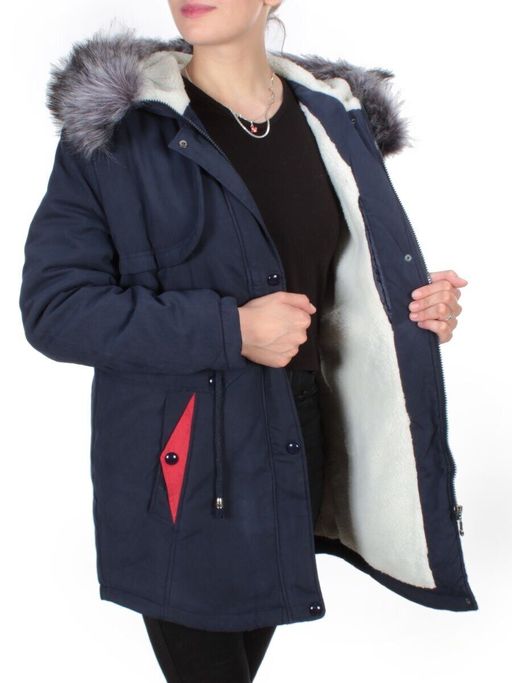 537 DARK BLUE Куртка парка зимняя женская KSV (100 гр. тинсулейт + искусственный мех) - Фабричный китай фото 8