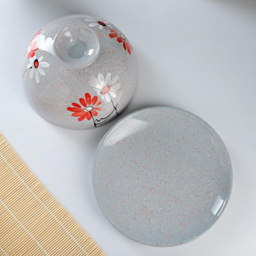 Блинница Псковский гончар «Ромашка двойная», 15×24 см, керамика, серая