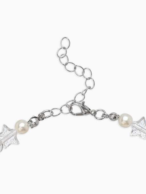 Бусы детские "Выбражулька" стиль, бабочка, цвет бело-розовый в серебре