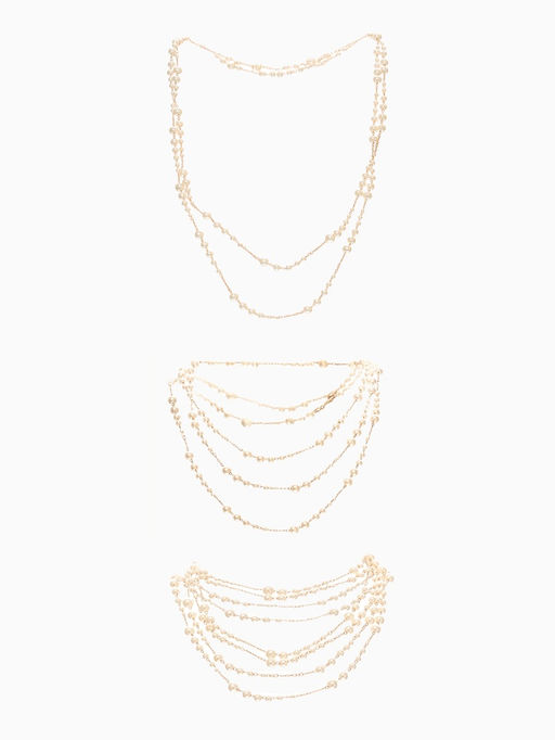 Бусы жемчужные, длинные, d=3.4, 5.6, 8.10, белые в золоте