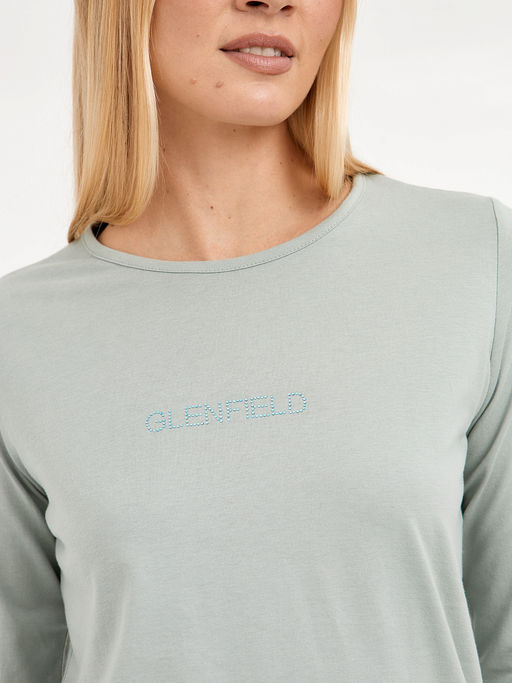 футболка женская с длинным рукавом и надписью из страз - Glenfield фото 4