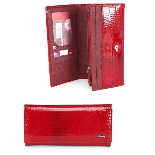 Кошелек женский натуральная кожа Henghuang-AE 501, 7отд, 10карм, красный SALE 245370