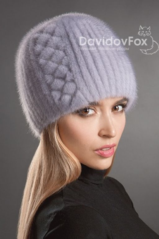Шапка Сноп норка орнамент сапфир