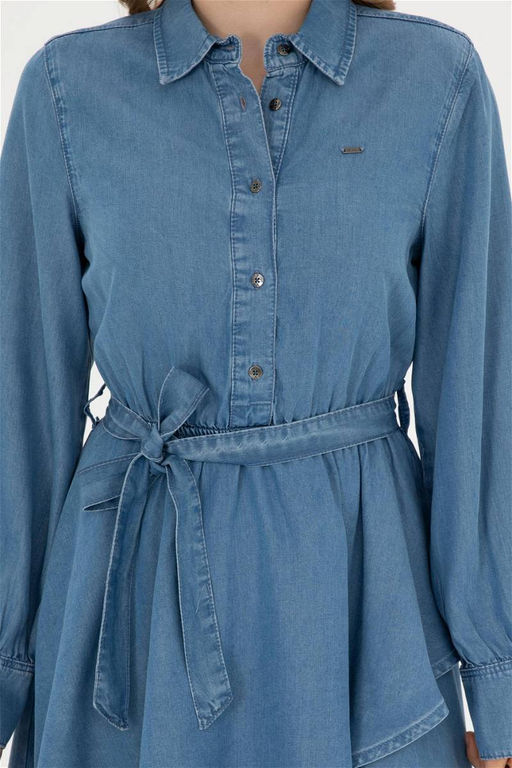 Женское голубое джинсовое платье с воротником-поло Неожиданная скидка в корзине - U.s. polo assn фото 6