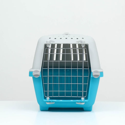 Переноска для животных пластиковая 47 х 30 х 35 см, вес до 9 кг, синяя - Пижон фото 2