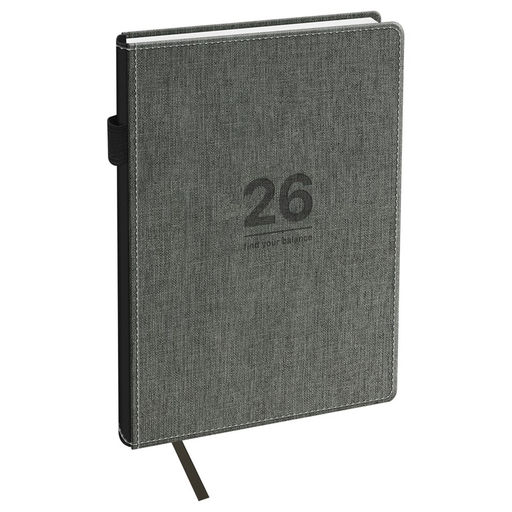 Ежедневник BG 2026г. А5 176л. "Fillsta. Gray" (DdA5_09614) серый, тв.переплет, кожзам