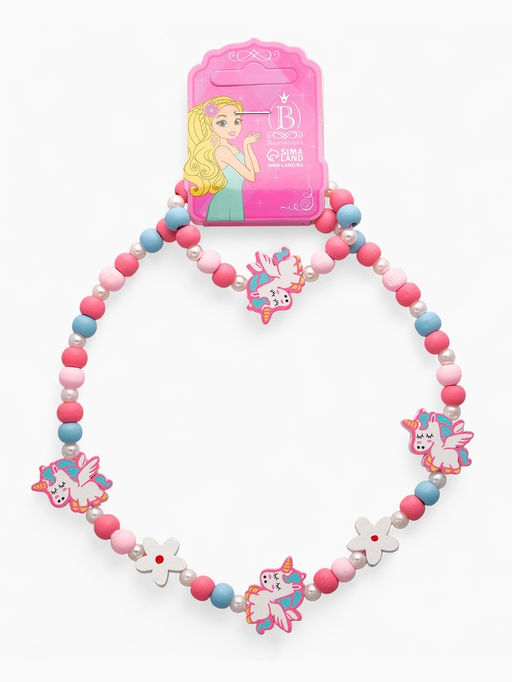Цена за 2 шт. Набор детских украшений Выбражулька «Единорожки милые», 2 предмета: бусы, браслет, розовый