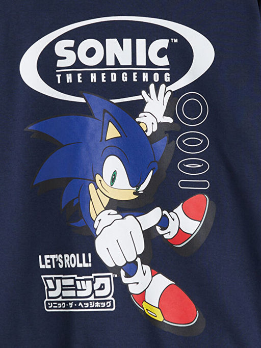 Bisiklet Yaka Sonic Bask?l? Erkek ?ocuk Sweatshirt