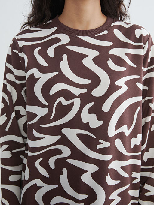 Bisiklet Yaka Desenli Kad?n Sweatshirt Tunik