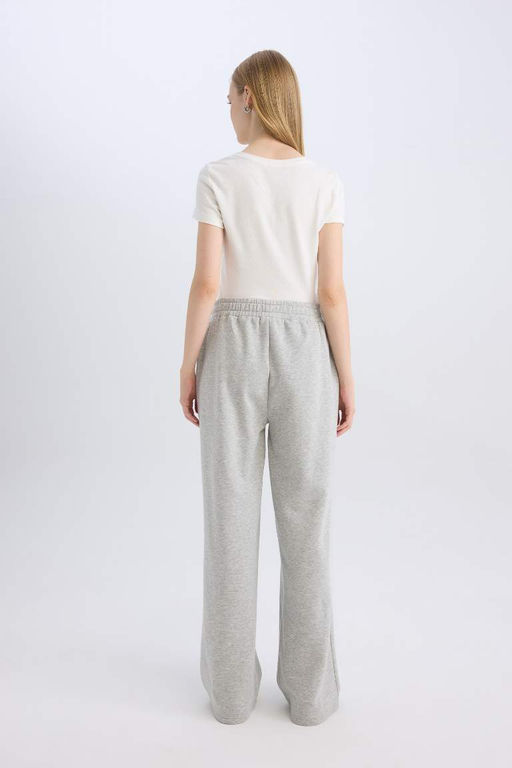 Классные широкие штанины, эластичный пояс, шнуровка, карман, широкие брюки. Базовый однотонный серый низ спортивного костюма. - Defacto фото 7