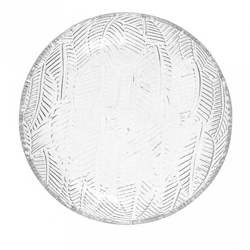 Листья Тарелка мелкая стеклянная д175мм, h28мм, рельефное, прозрачное стекло (Китай)