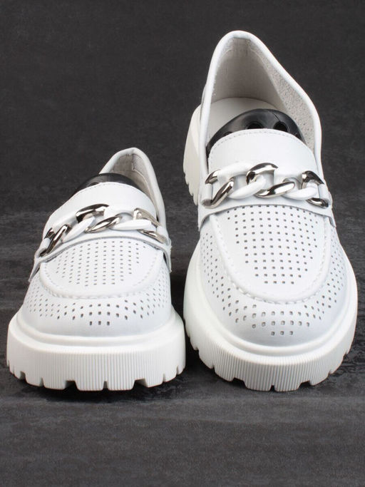 03-PDD153-1 WHITE Лоферы женские (натуральная кожа)