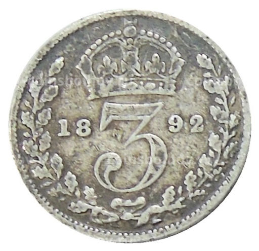 3 пенса 1892 года Великобритания
