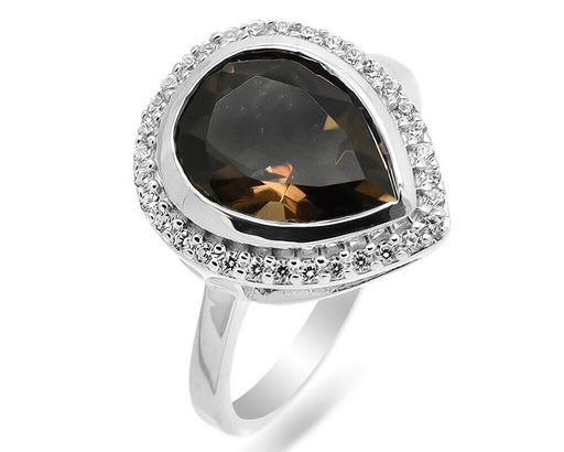 Кольцо из серебра раухтопаз, Рэйманд