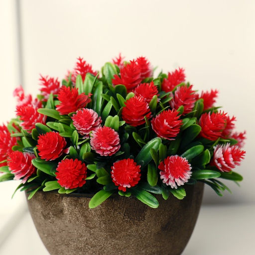 Искусственный цветок в горшке Многослойные бутоны, 13?11 см, МИКС