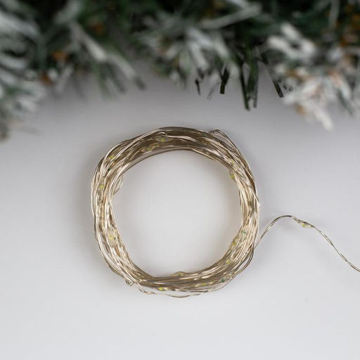 Гирлянда Нить 5 м, роса, IP20, серебристая нить, 50 LED, 2 режима, от батареек AAх3, свечение белое - Luazon lighting фото 2