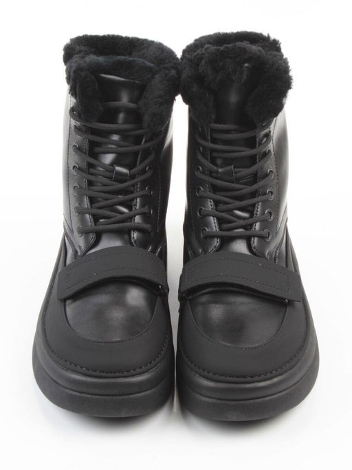 04-PAJ76-1Z BLACK Ботинки зимние женские (натуральная кожа, натуральный мех, 100% шерсть)