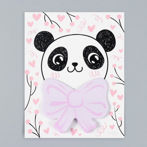 Магнит на холодильник с блоком для записей Панда с бантом, 12.5?15.7 см