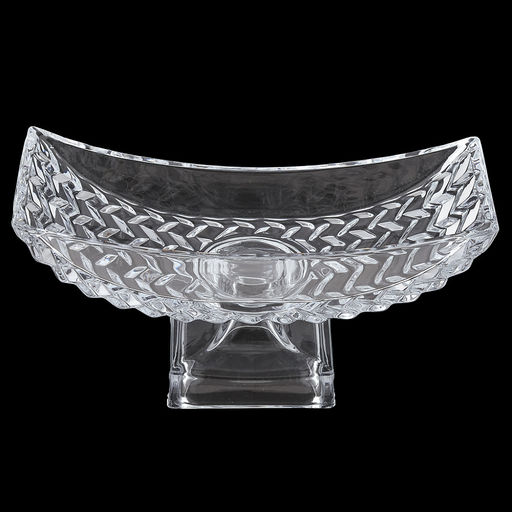 Блюдо стеклянное "Ладья зигзаг" 29,6х11,4х14см, 600мл, на ножке, основание 10,6х10,6см, в коробке (Китай)