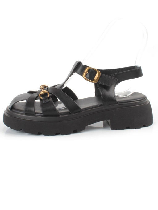 08-PEAG54-2 BLACK Босоножки женские (натуральная кожа)