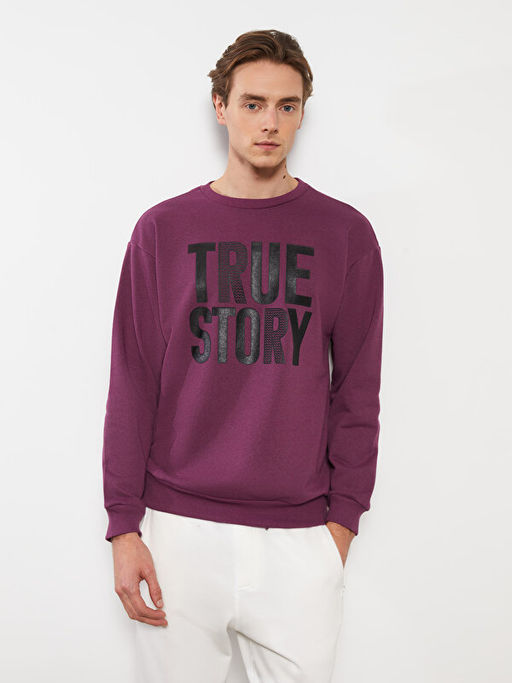 Bisiklet Yaka Uzun Kollu Erkek Sweatshirt