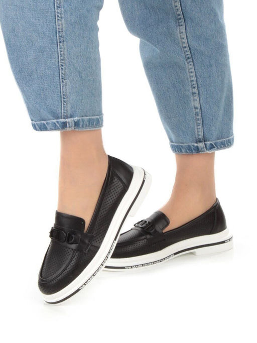 03-PDD170-3 BLACK Лоферы женские (натуральная кожа)