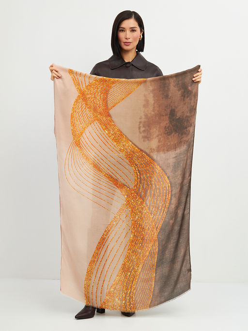 Большой, мягкий, тонкий и очень нежный двусторонний палантин с рисунком - Tantino фото 14