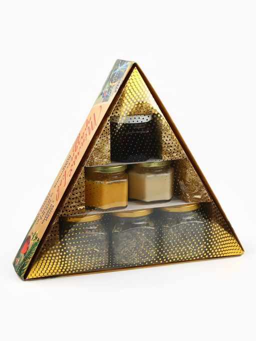 Подарочный новогодний набор Советский: чай травяной 25 г ? 3 шт., варенье с шишками 100 мл., крем-мёд 120 г ? 2 шт. - Фабрика счастья фото 6