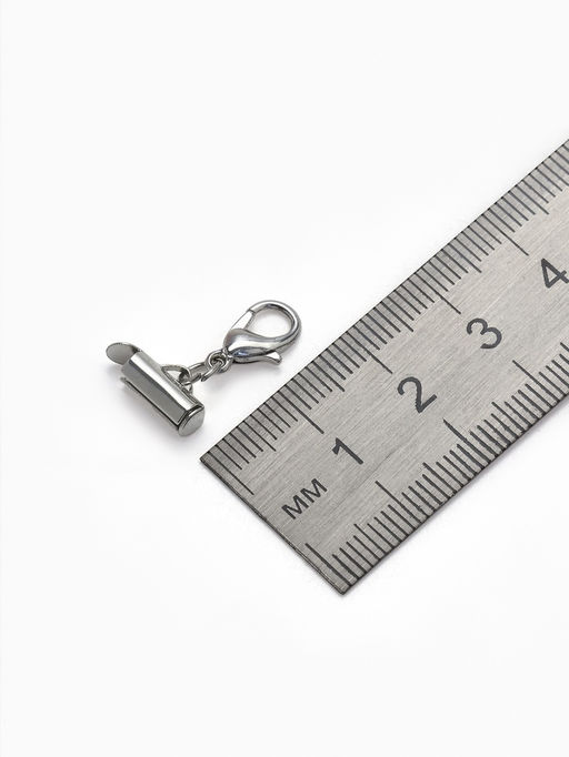 Цена за 3 шт. Концевик для браслета из бисера (пара) QF, 10 мм, металл, с цепочкой удлинителем, цвет серебро