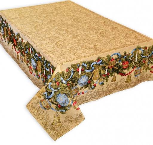 Новогодние шары - гобеленовая скатерть 140х140 см - Гобеленглавснаб фото 5
