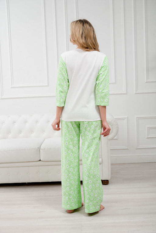 Пижама женская из футера Кисонька нежно-зеленый - Амадэль фото 5