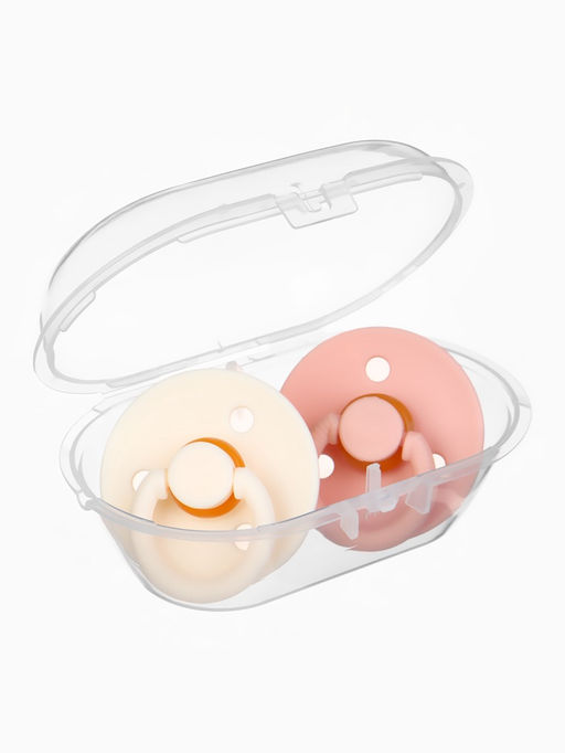 Соски-пустышки, от 0 мес., латекс, классические, в контейнере, набор из 2 шт., персиковый/айвори, M&B