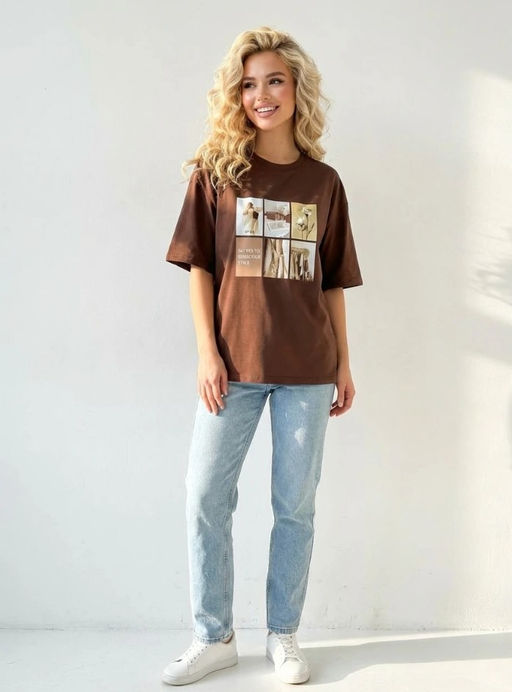 K13332 Футболка (плотный хлопок) КОРИЧНЕВЫЙ