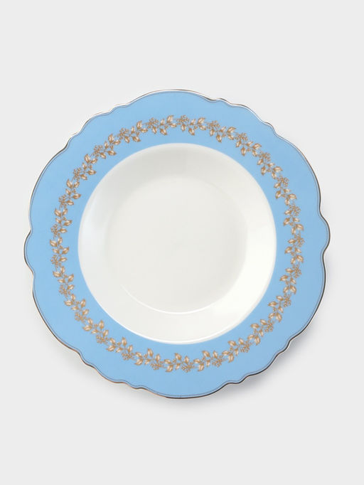 Тарелка глубокая WY Royal blue, 220 мл, d=21.5 см, фарфор, белая, голубая