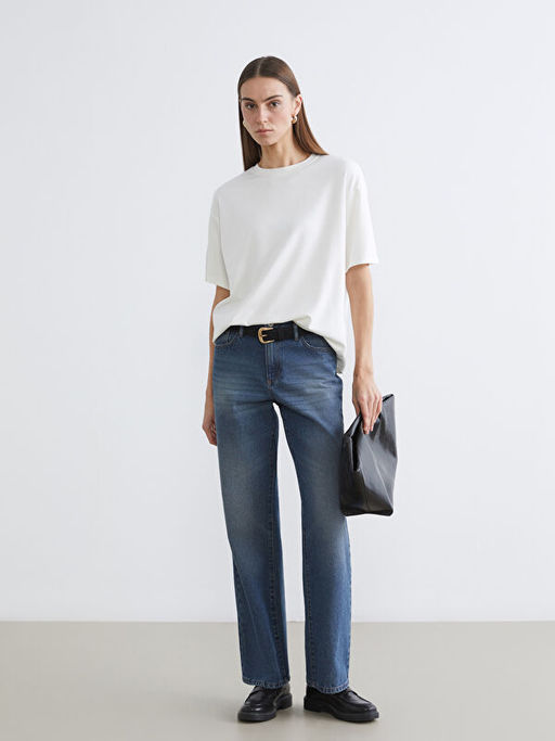 Bisiklet Yaka Oversize Kad?n Ti??rt