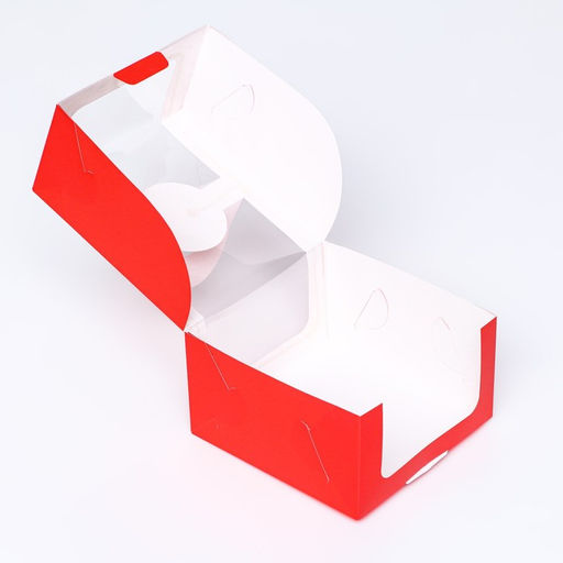 Коробка под бенто-торт с окном, алый, 14 х 14 х 8 см - UPAK LAND фото 4