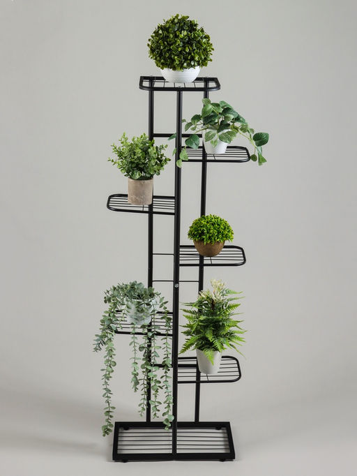 Подставка для цветов Greengo, 7 полок, 43×22×126 см, напольная, металл, чёрная