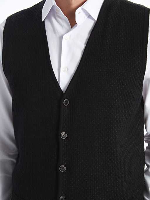 Standart Kal?p V Yaka Erkek Triko Yelek - Waikiki фото 5