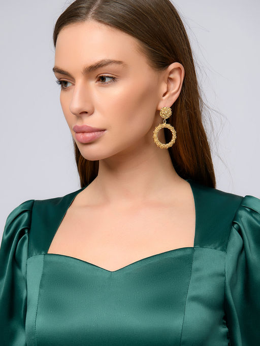 Платье изумрудного цвета длины миди с объемными рукавами и вырезом каре - 1001dress фото 8