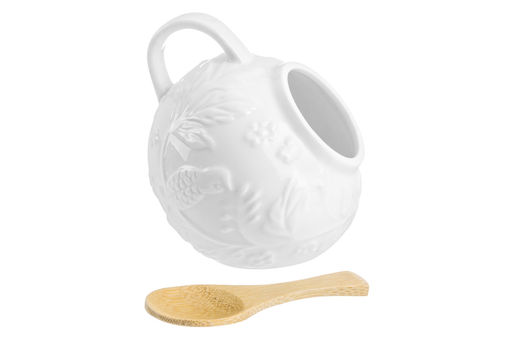 Банка д/соли 180 мл 10*10*10,5 см "Птички на ветке" с деревянной ложкой