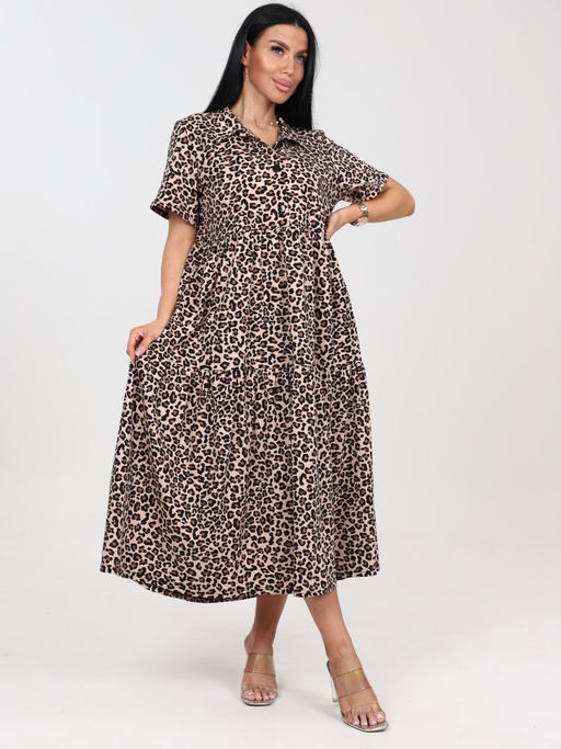 362 ПЛАТЬЕ ЖЕНСКОЕ (Бежевый леопард) - А-дина фото 2
