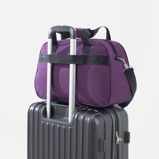 Сумка дорожная на молнии, 2 наружных кармана, держатель для чемодана, длинный ремень, цвет фиолетовый
