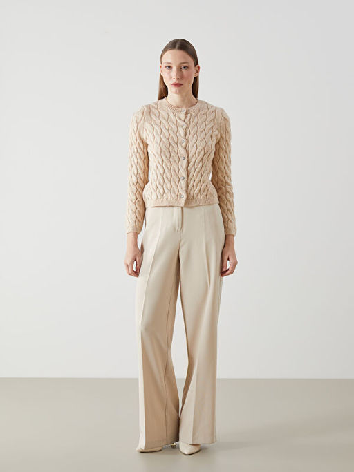 Bisiklet Yaka Kendinden Desenli Kad?n Triko H?rka